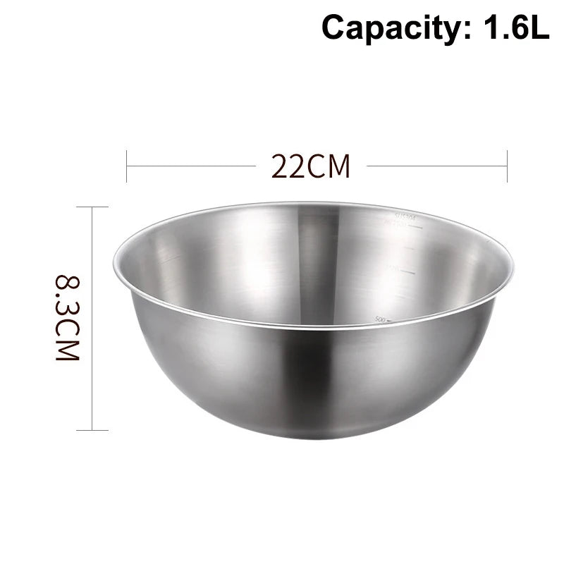 Stainless Steel Bowl Scale Cooking Baking Food Storage Large Capacity Vue 22cm