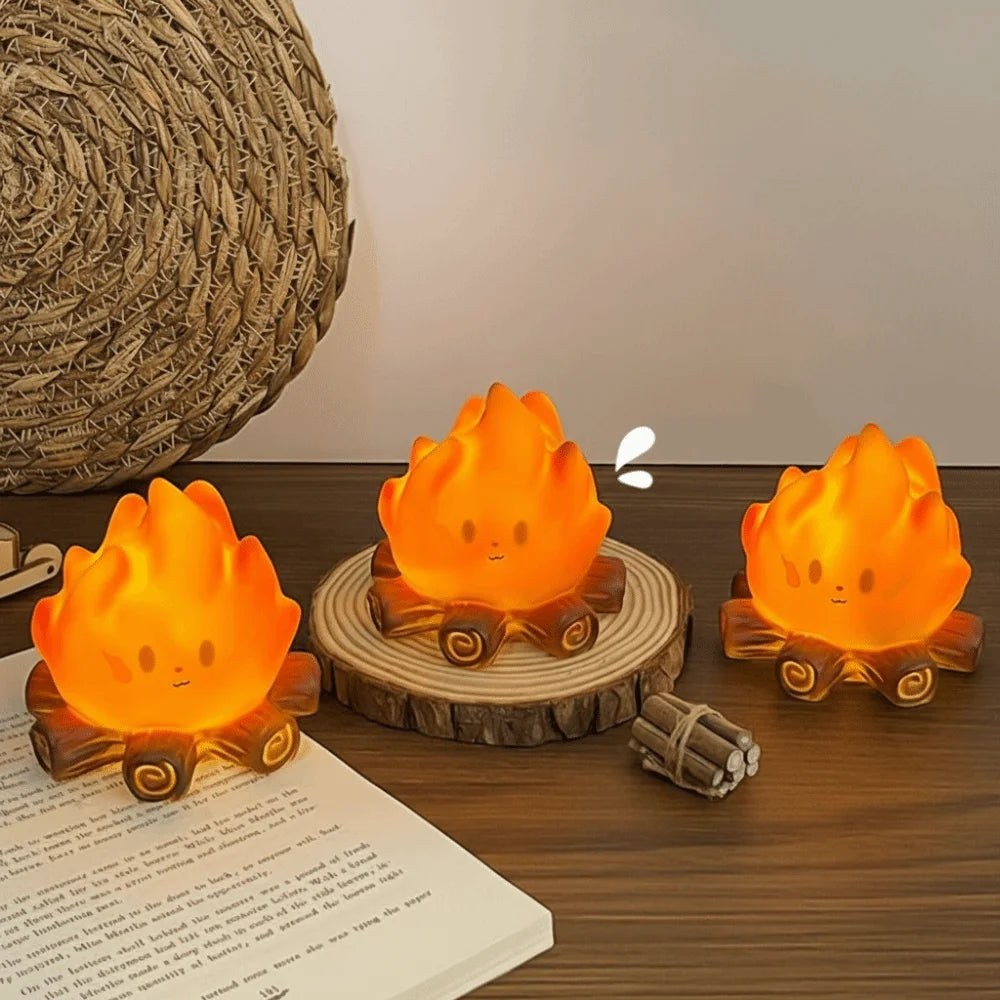 Flame Design LED Electronic Candle Lamp Cute Cartoon Nordic Design Ambient Decor Ornament Bonfire Ambience Small Size Vue