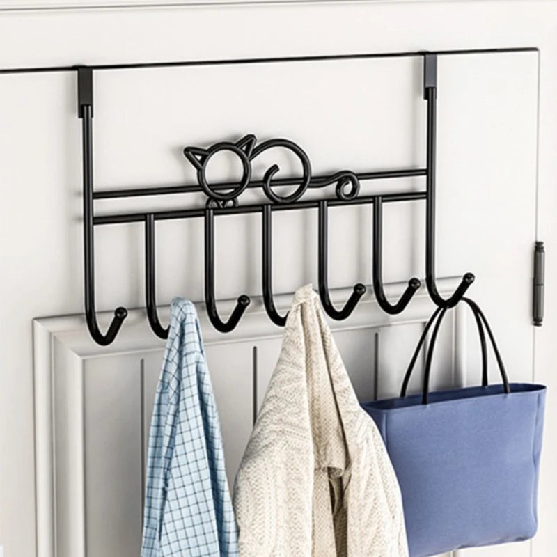 ABKW-Over The Door Hook Bathroom Hanger Coat Clothes Hat Bag Towel Hanger Hanging Rack For Home Kitchen Storage Vue
