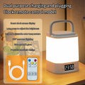 Rechargeable Led Table Lamp with Clock Time Display Night Light Remote Control for Bedroom Bedside Nursery Reading Book Light Vue Type-A with remote