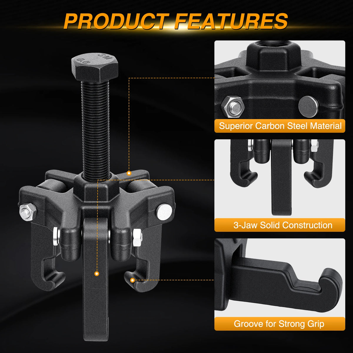 Nilight Harmonic Balancer Puller Kit, Adjustable 3-Jaw Puller Set for Removing Harmonic Dampers & Balancers Puller/Installer Set Pulley Tool Compatible with Chevy GM Chrysler Cadillac Ford More, Black Vue