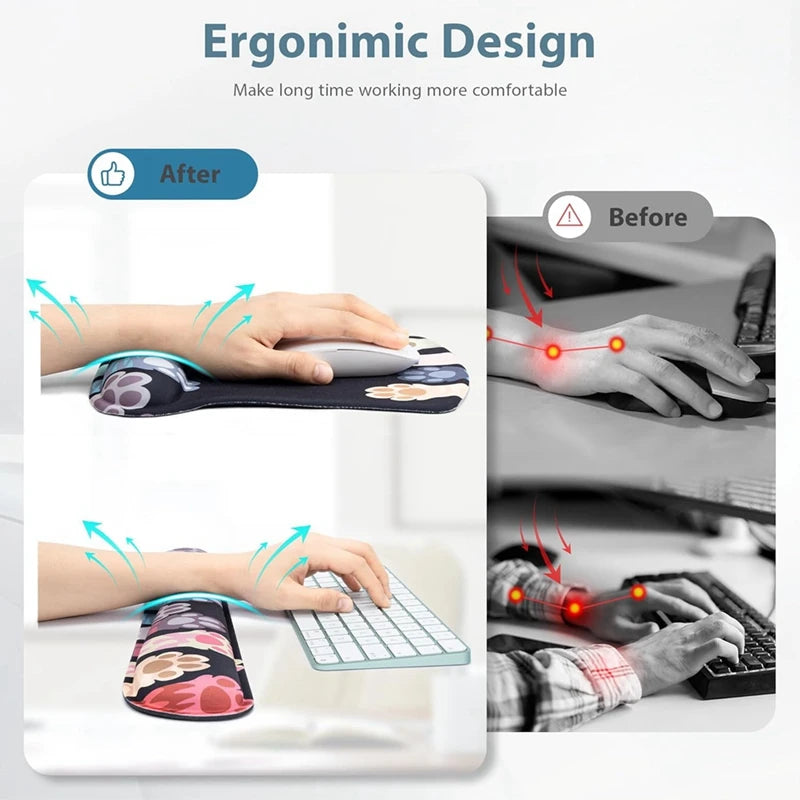ABKW-3 In 1 Mouse Pad Sets With Keyboard Wrist Rest Support, Memory Foam Keyboard Set Mousepad With Wrist Rest Vue