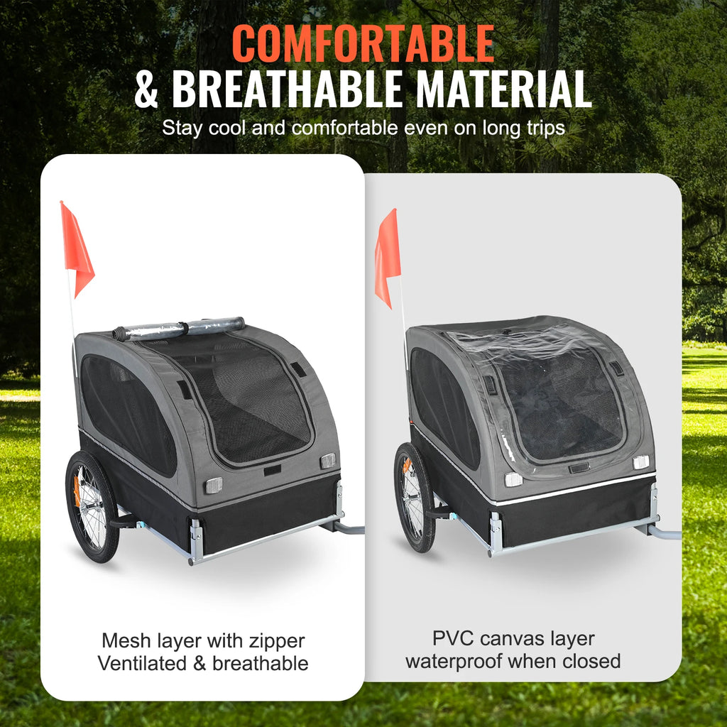 88 lb Dog Bike Trailer – Collapsible Pet Bicycle Carrier Dog Bike Trailer Vue