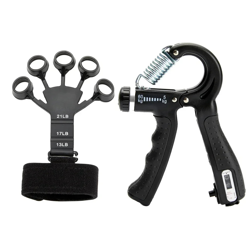 5-60Kg Adjustable Grip Strength Trainer with Finger Exerciser Hand Grip Strengthener for Muscle Building and Injury Recover Vue 2pcs set