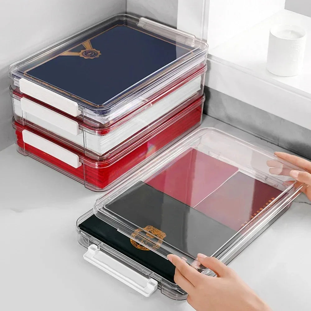 Acrylic Transparent Desktop Paper Storage Box A4 File Document Exam Paper Organizer Household Dust Proof Card Holder Case Vue