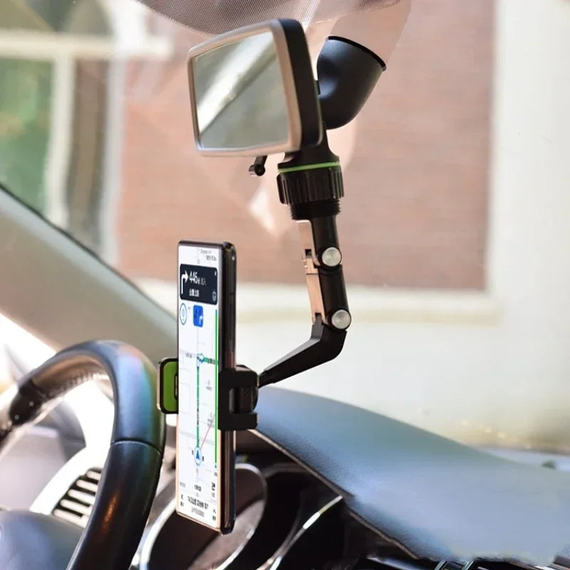 Rearview Mirror Phone Holder for Car, 360° Rotating Phone Mount, GPS Holder Universal Car Phone Holder for All Smartphones Vue
