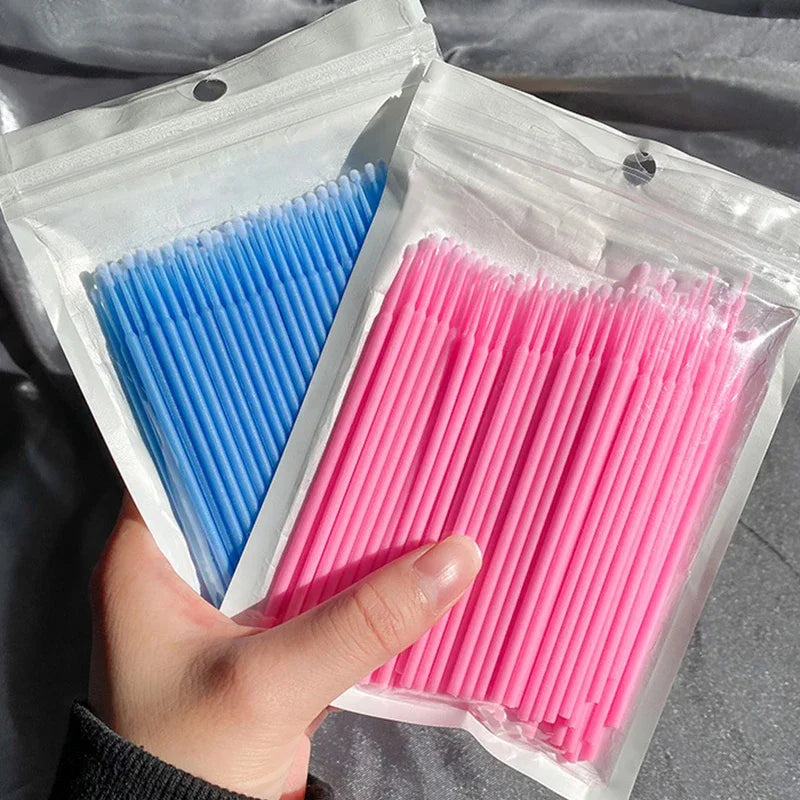 100Pcs Eyelash Cleaning Brush Lash Extension Micro Cotton Swab Individual Eyelashes Microbrush Beauty Makeup Clean Remover Tools Vue