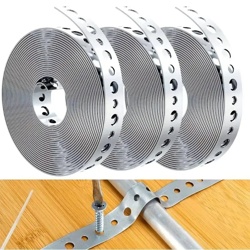 1 Roll Galvanized Iron Tape Pre-punched Multi-slot Metal Strip Pipe Support Sheet Metal Work Vue Default Title