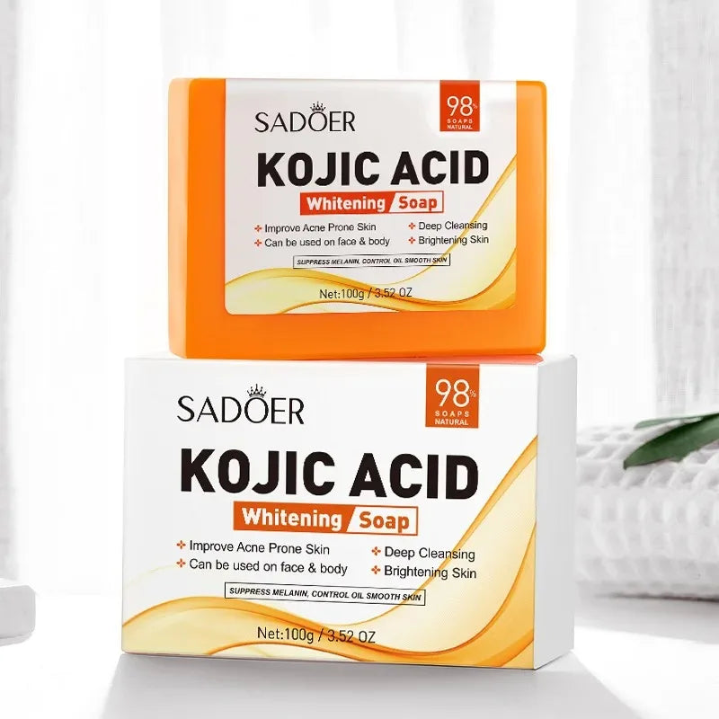 Sadoer Kojic Acid Facial Soap Face Wash Foam Facial Cleanser Moisturizing Hydrating Oil Control Body Bathing Handmade Soap Vue