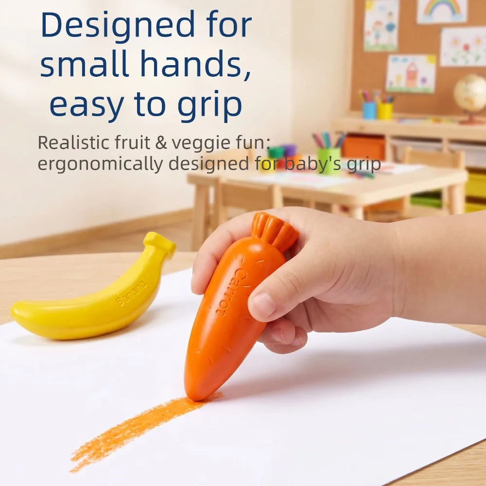12-color Fruit-shaped Crayons Non-dirty Hands Can Be Washed Children's Brushes Educational Stationery Colores Para Pintar Niños Vue