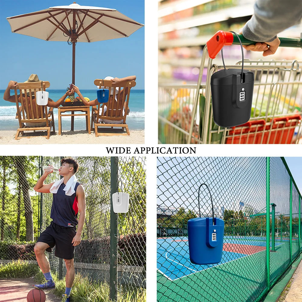 Creative Portable Color Safe Box 3-digit Combination Lock With Steel Wire Outdoor Camp Sports Beach Bucket Security Storage Box Vue