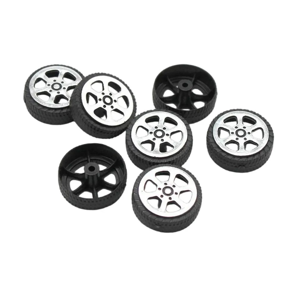 20PCS 20mm Plastic Toy Wheel 6.7mm Thickness 1.9mm Axle Hole Fit 2mm Shaft Mini Car Wheel DIY Science Model Making Accessories Vue