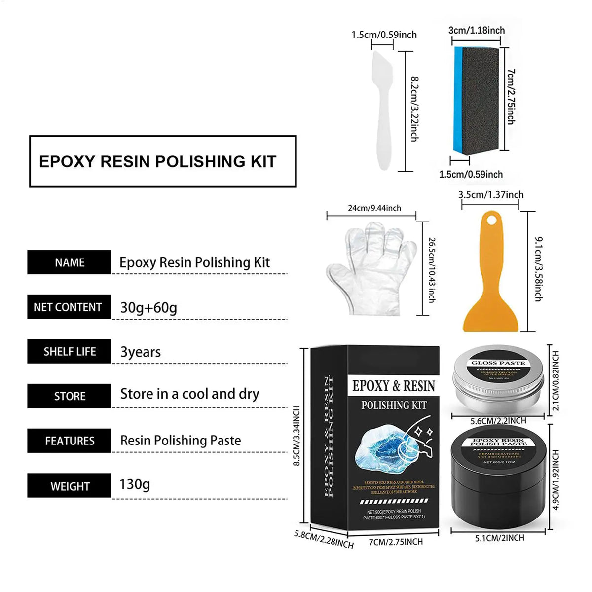 Epoxy Resin Polishing Kit - Creamy Scratch Removal Compound to Restore Shine - Easy Buffing for Resin Art, Table Decor Vue