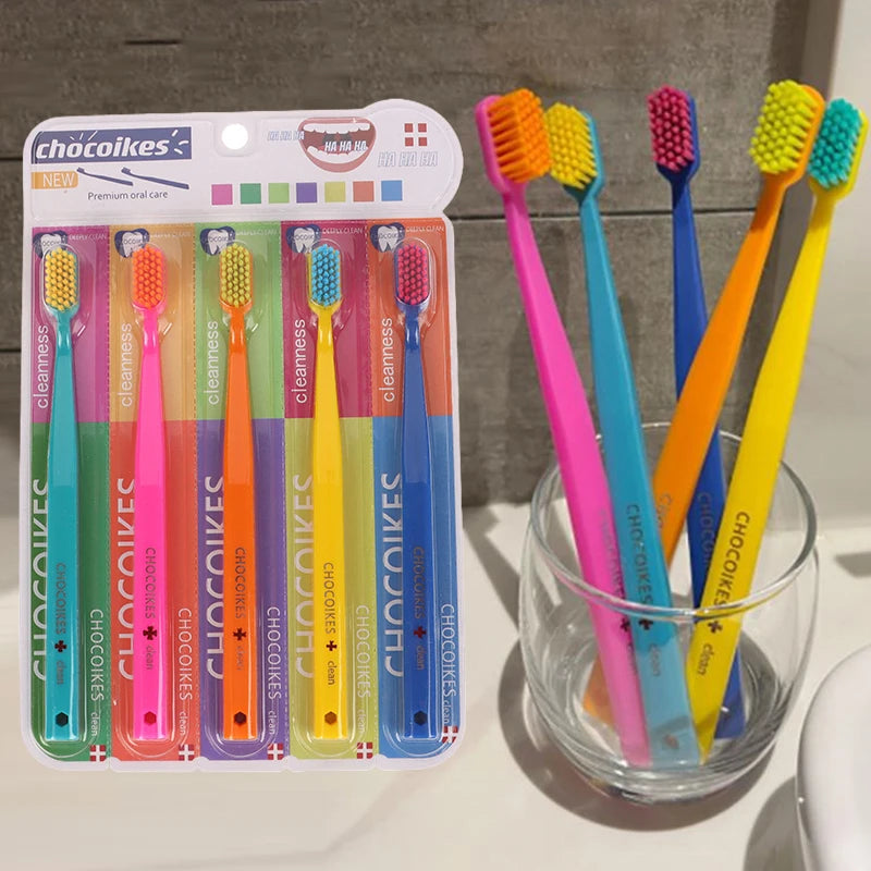 5pcs Ultra Soft Toothbrush Colored Men Women Adult Household Toothbrush Orthodontic Toothbrush Oral Hygiene For Sensitive Gum Vue