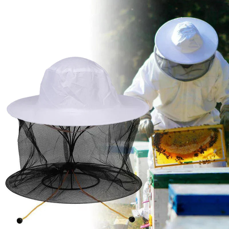 1pc BeeKeeping Protective Bee Hat Anti Bee White Hat-Veil Combo Bee Hat Bug Mesh Mask Beekeeping Protection Beekeeper Vue