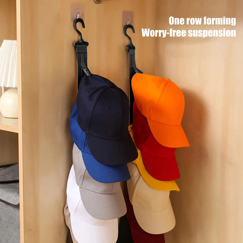 Wardrobe Hanging Hat Rack Baseball Cap Storage Clips Rope Organizer For Closet Bedroom Door Vue