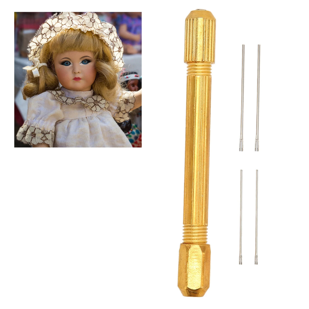 Doll Hair Root Holder Tools Doll Hair Rooting Holders 0.6mm 0.8mm Needles Alloy Handle Doll Hair Making Accessories Vue