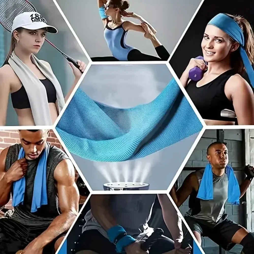 Portable Mini Silica Gel Set Cold Towel Polyester Fiber Outdoor Cooling Towel Fitness sports gym Running quick Dry Cool Towel Vue