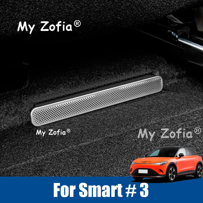 For Smart #3 2024 2025 2026 Car Stainless steel Under Seat Air Vent Outlet Grille Cover Interior Protector Accessories Vue