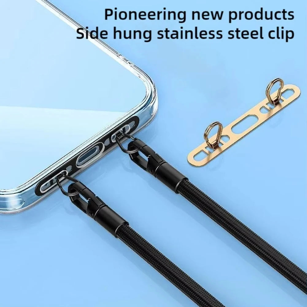 Ultra Thin Metal Mobile Phone Lanyard Patch Stainless Steel Card Anti Lost Hanging Rope Tab Double Buckle Replacement Gasket Vue