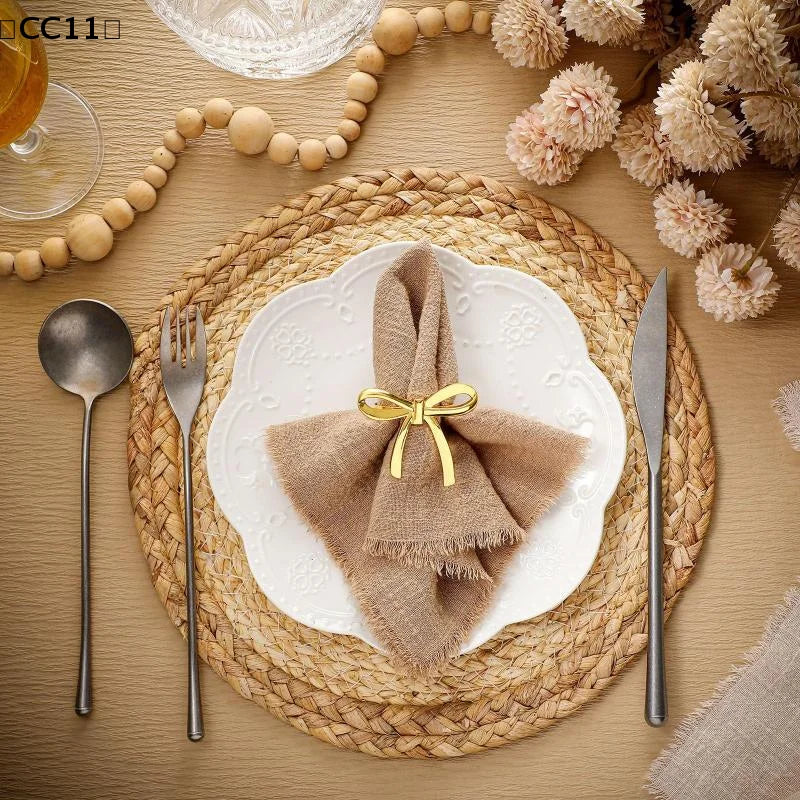 Gold Bow Napkin Ring Reusable Holder Suitable Valentine's Day Parties