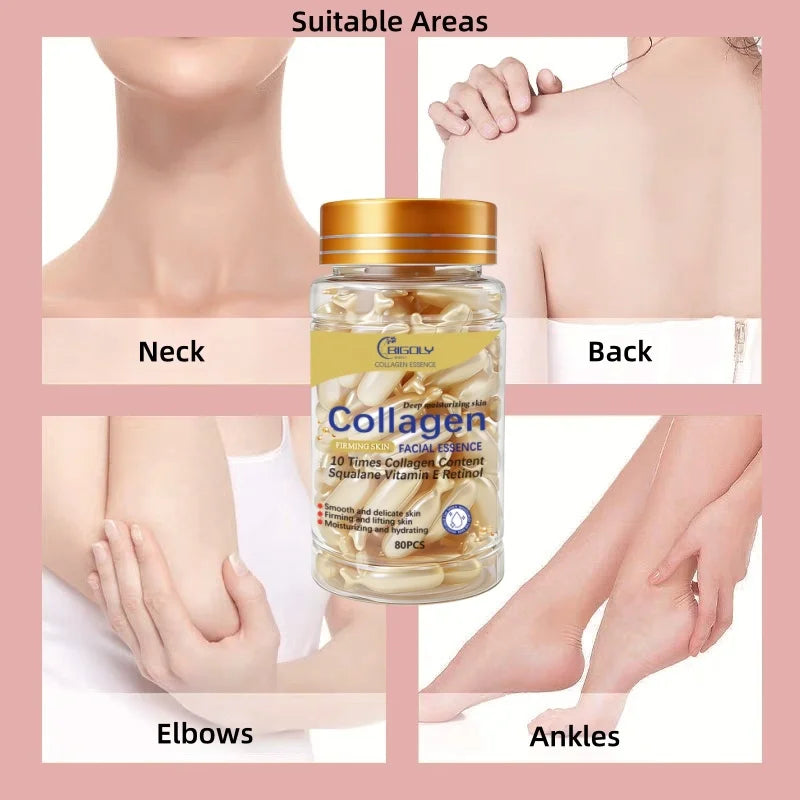 Collagen Facial Essence, Deeply Moisturizing, Firming and Lifting the Skin, Packaged in Capsules, Safe and Hygienic, Easy to Carry Vue