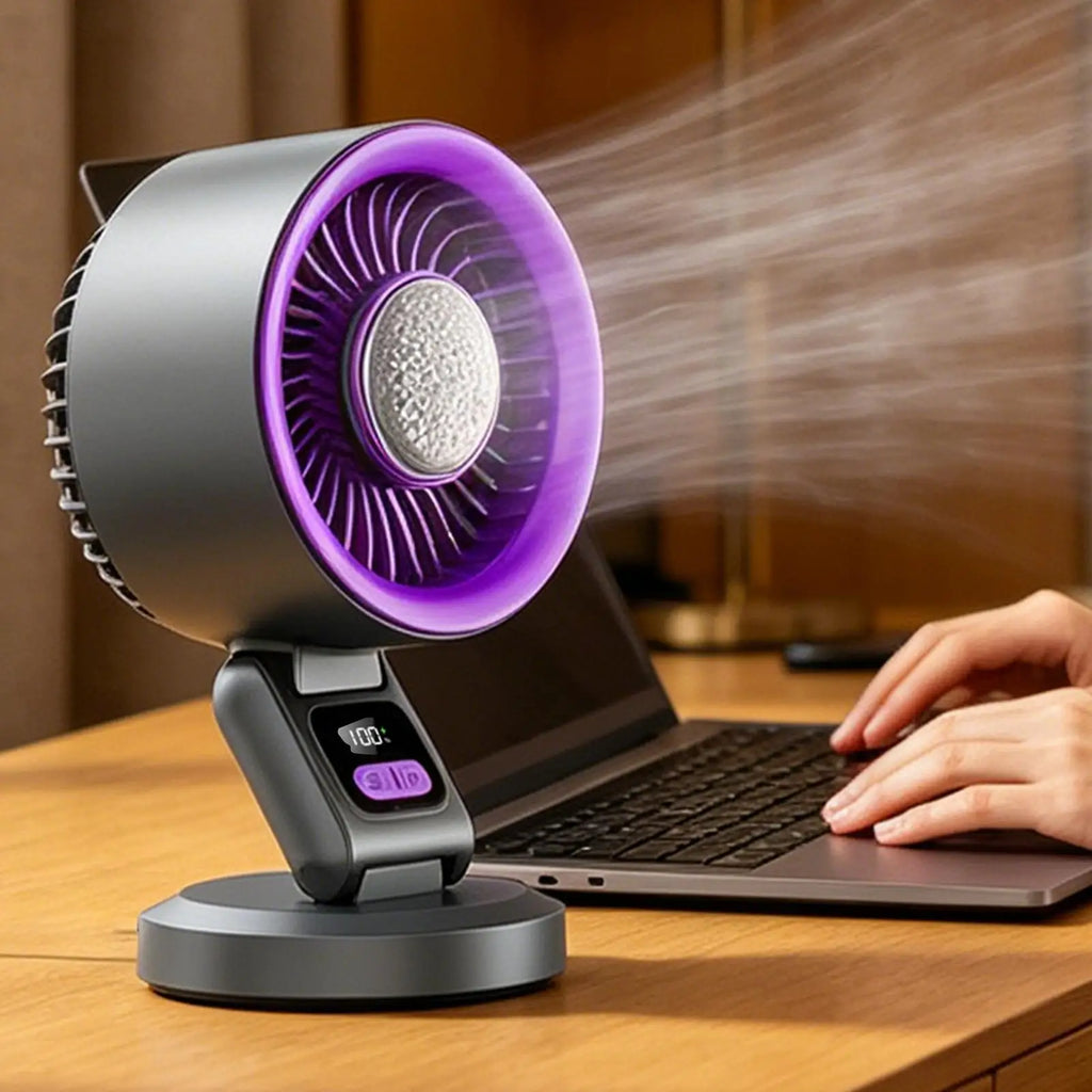 3600mAh Foldable Rechargeable Table Fan 3-Speed Quiet USB Air Cooler with Hook, Portable Desk Fan for Home Office Travel Outdoor Vue