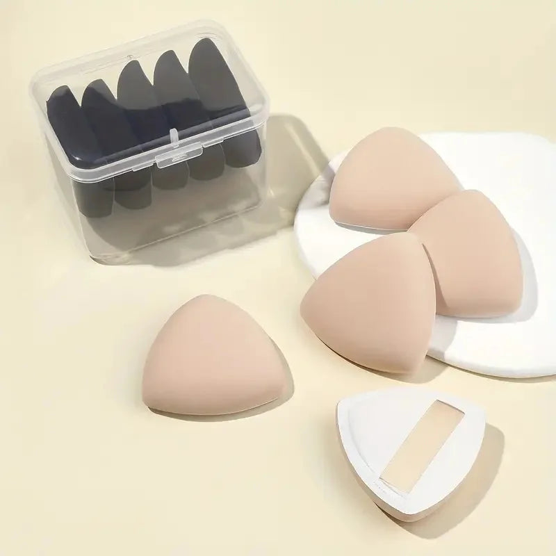 5pcs Triangle Makeup Sponge Puff Set with Box Wet Dry Dual-Use Foundation Loose Powder Puff Makeup Sponge Beauty Egg Blenders Vue