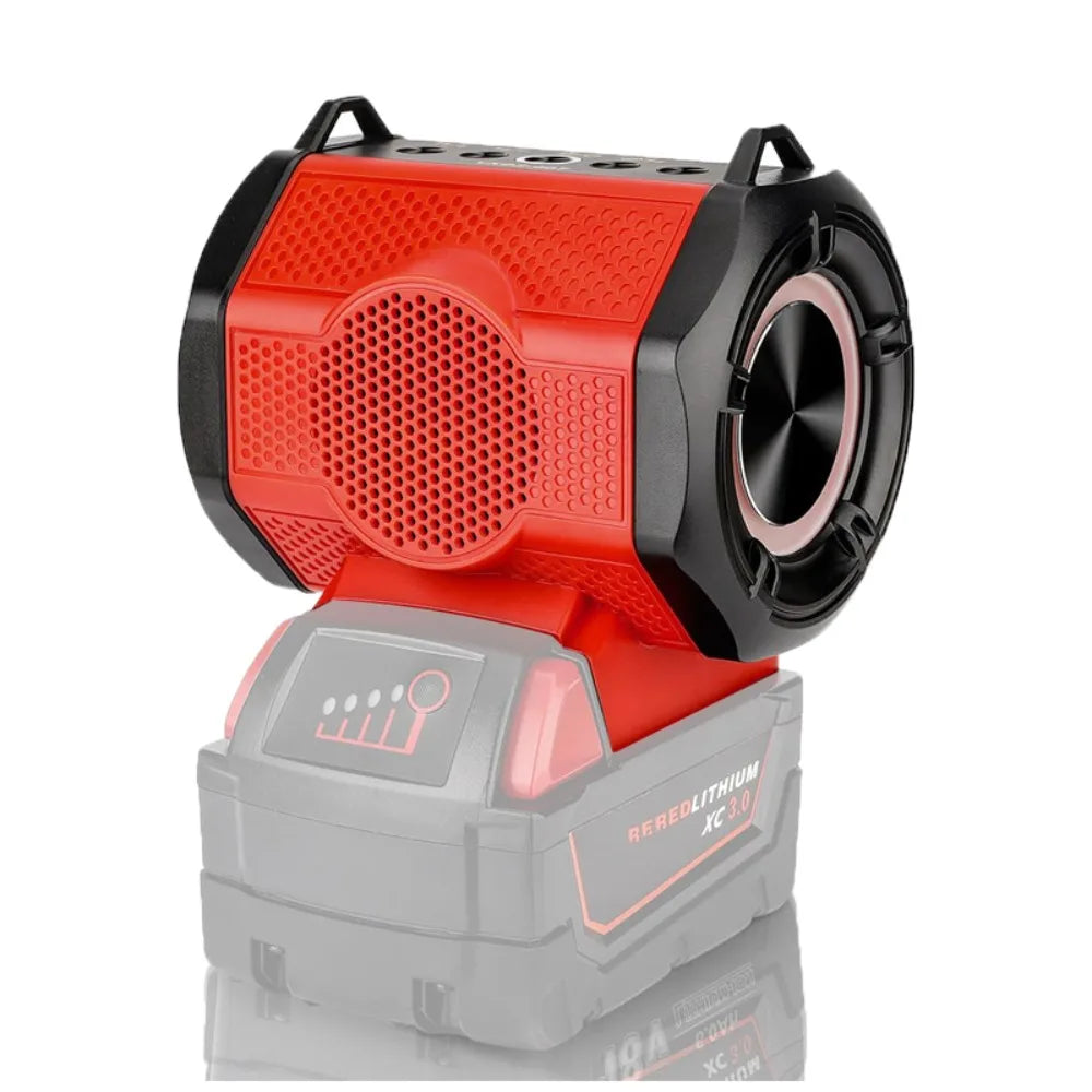 Portable Bluetooth Audio Rechargeable Speaker for Milwaukee 18V Li-ion Battery with USB and Type-C Ports for Home and Parties Vue