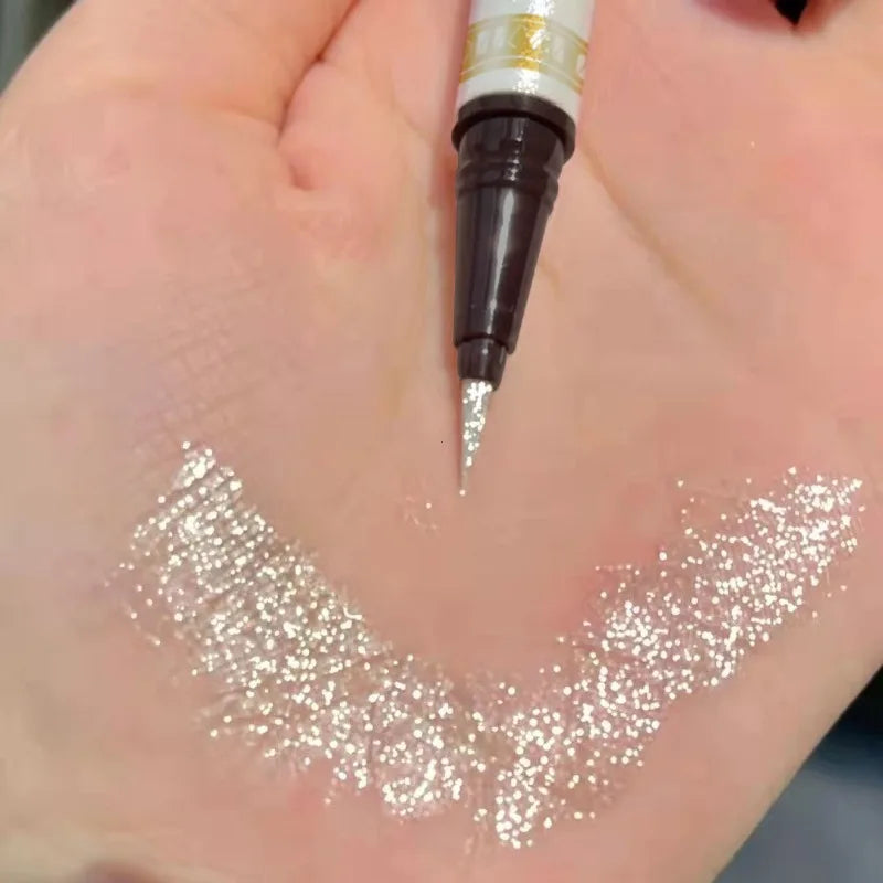 Korean Shimmer Eyeliner Pen Rose Pink Sparkle Waterproof Under-Eye Brightening Pencil Cute Student Look Vue
