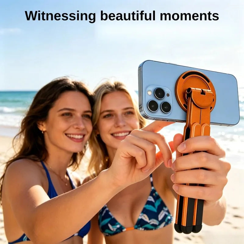 3-in-1 Foldable Laptop Stand Magnetic Phone Holder Aluminum Portable Desk Tripod Mount for Laptop Tablet & Phone Travel Vlogging Vue