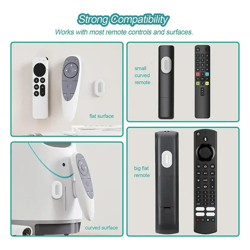 Hot-Wall Mount Remote Control Holder 5-Pack, Magnetic Silicone Remote Organizer For TV, Ceiling Fan, Air Conditioner Vue White