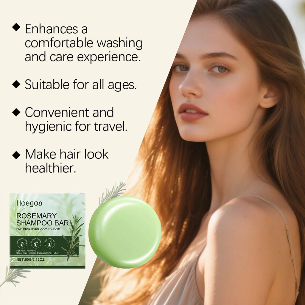Rosemary Gentle Cleansing Shampoo Bar - Soap Bar for Smoothing, Adding Shine, Nourishing & Caring, Refreshing & Non-Greasy Vue