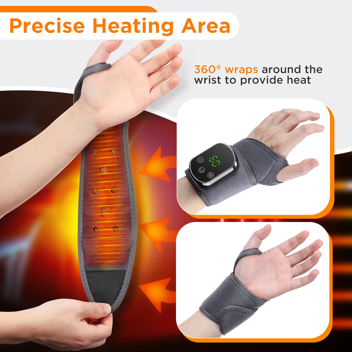 Cordless Heated Wrist & Ankle Massager | 5 Heat 3 Vibration Heated Massager Wrap Vue