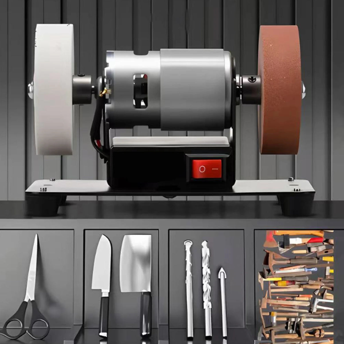Mini Bench Grinder & Polisher – 96W Dual Wheels, 7-Speed Mini Bench Grinder Vue