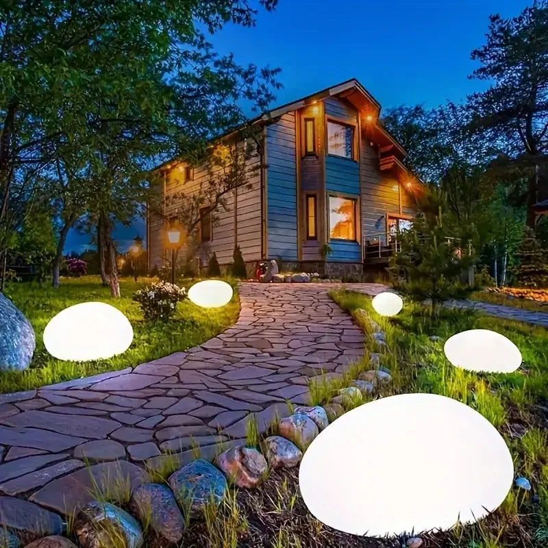 Solar Pebble Lights Faux Stone IP65 Waterproof Outdoor Landscape Path Lighting for Garden Walkway Lawn Courtyard Step Vue