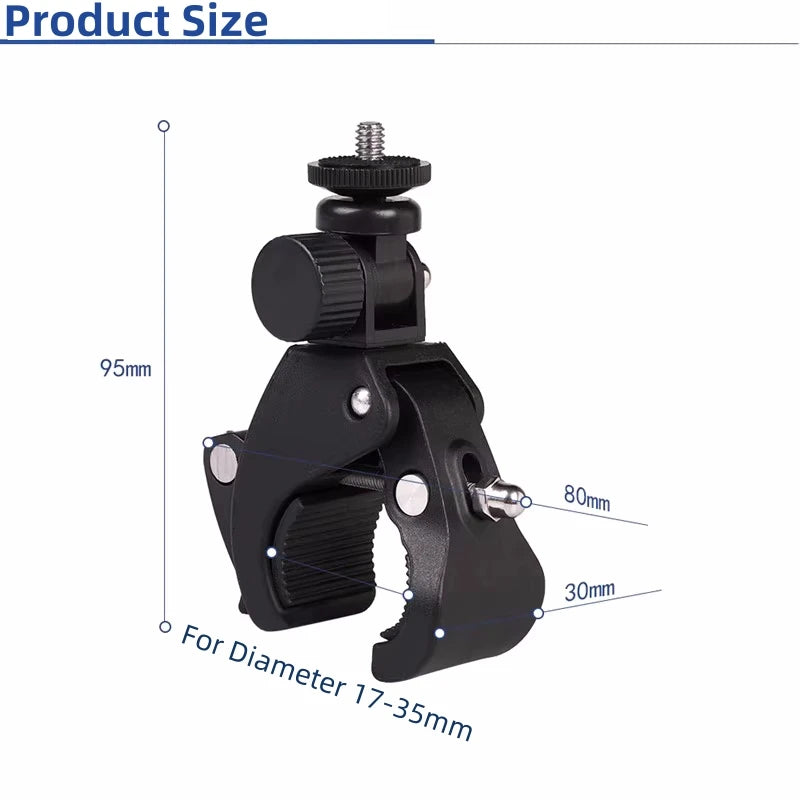 Motorcycle Handlebar Bicycle Mount Clip For Gopro Hero 12 11 10 9 8 7 6 5 4 Action Camera Bike 360 Degree Tripod Accessories Vue