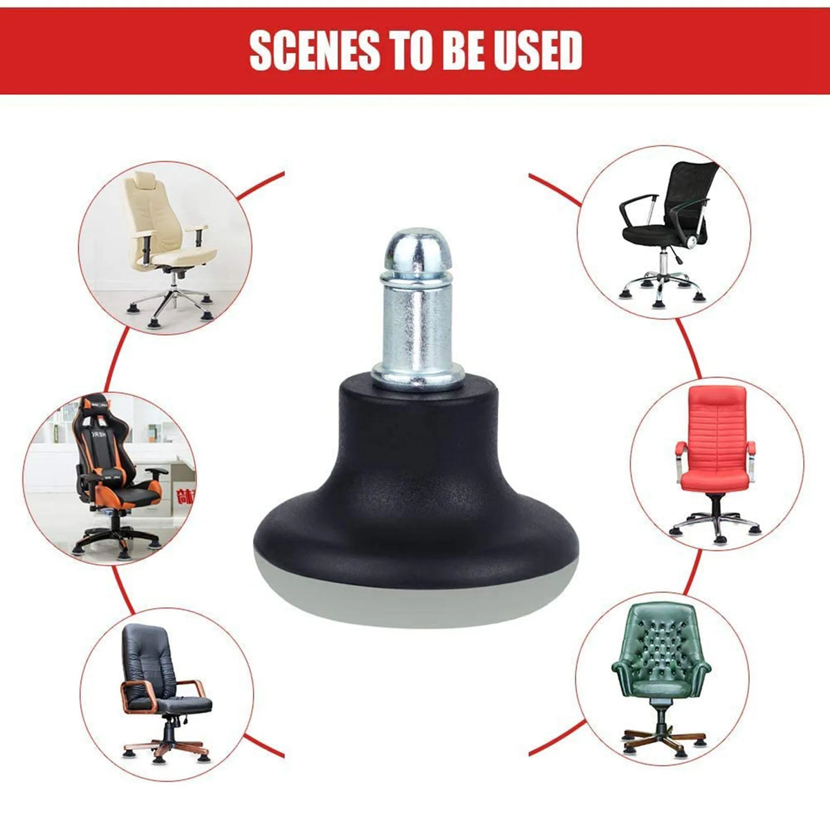 ABKW-10Pcs Bell Glides Replacement Office Chair Wheels Stopper Office Chair Swivel Caster Wheels, 2 Inch Stool Bell Glides Vue