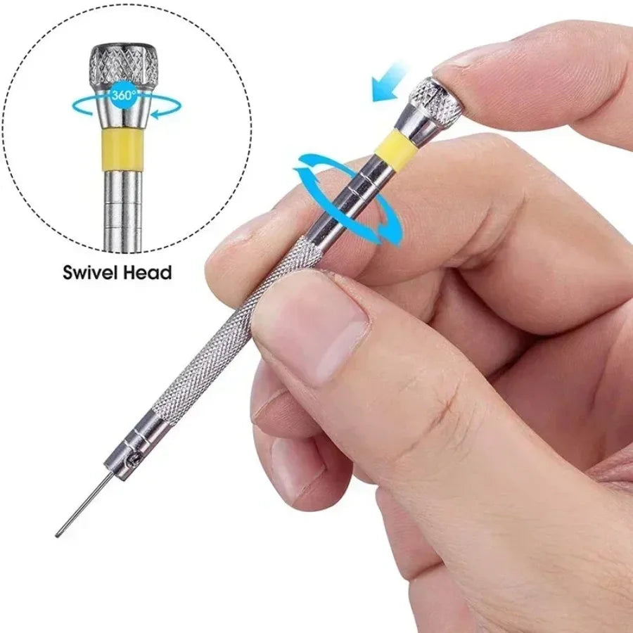 5PCS Set 0.8-1.6mm Steel Screwdriver for Watch Repairing Portable Watch Tools Band Removal with Mini Link Pins Watchmaker Tools Vue