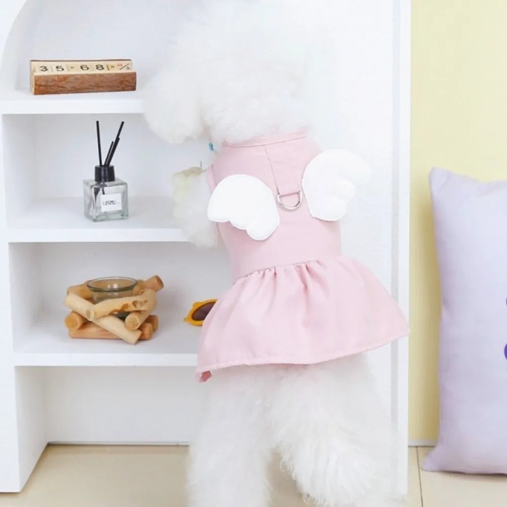 Pet Chest Strap Adorable Dog Wings Skirt Breathable Comfortable Cat Traction Skirt with D Ring Dog Summer Dress Spring Summer Vue