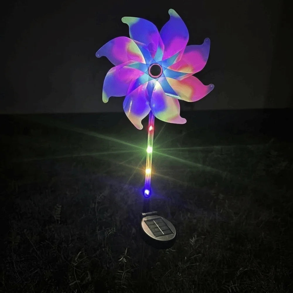 Creative Solar Powered Windmill Lamp Rotating Waterproof Turning Windmill Lawn Lamp Colorful Realistic Landscape Stake Lights Vue