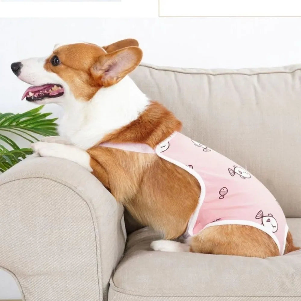 Cartoon Pattern Adjustable Dog Physiological Pants Shoulder Straps Leak Proof Dog Diapers Washable Dog Shorts Estrus Period Vue