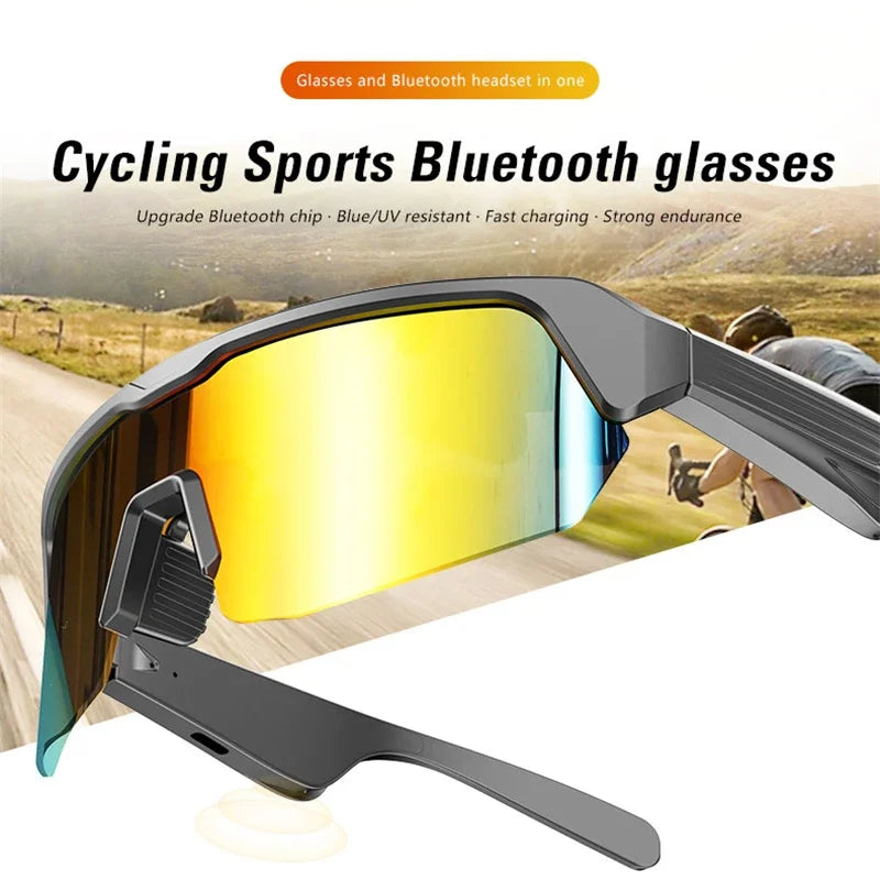 Smart Bluetooth 5.3 Glasses For Listening To Music/Phone Calls/Cycling/Sports Headphone UV Protection Sunglasses for Men Women Vue Gold