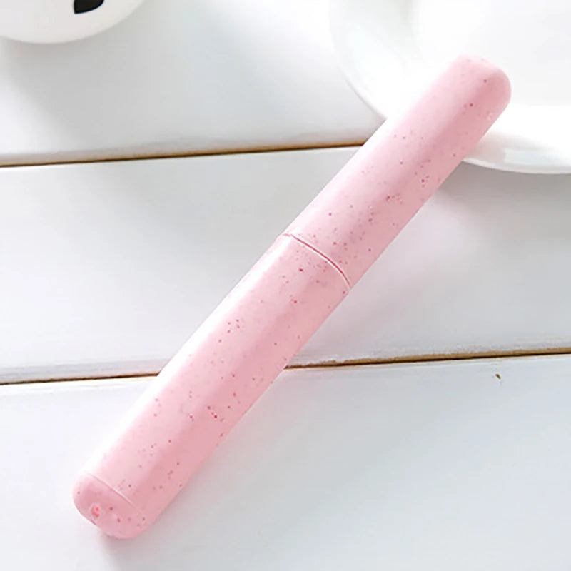 Portable Travel Camping Toothbrush Tube Box Cover Water Filter Anti-Dirty Bathroom Accessories Wheat Straw Storage Box Vue Pink