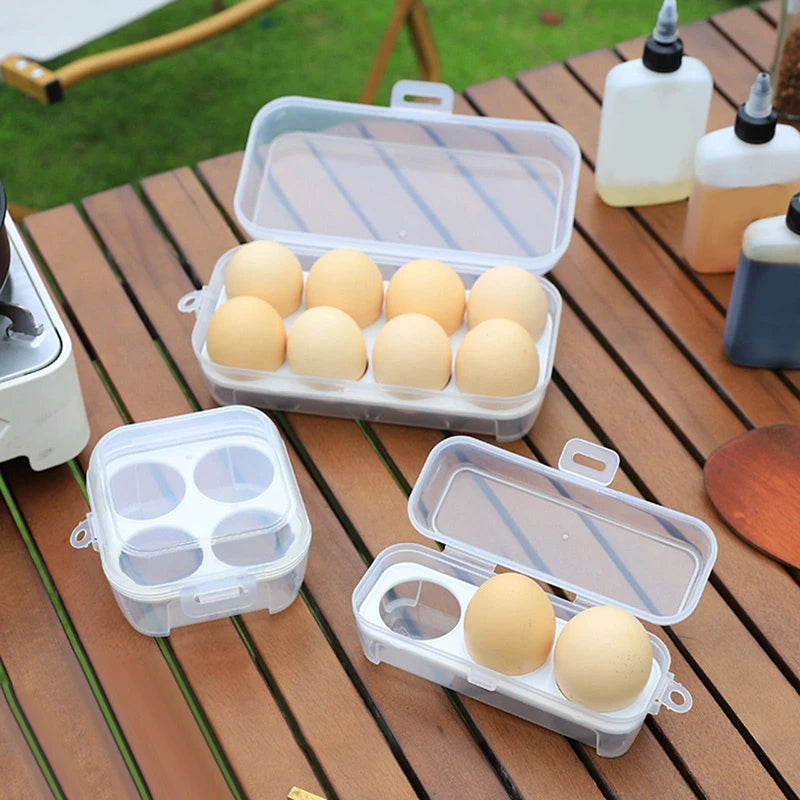 3/4/8 Grids Portable Egg Box Outdoor Transparent Egg Organizer Box For Camping Picnic Barbecue Practical Outdoor Accessories Vue
