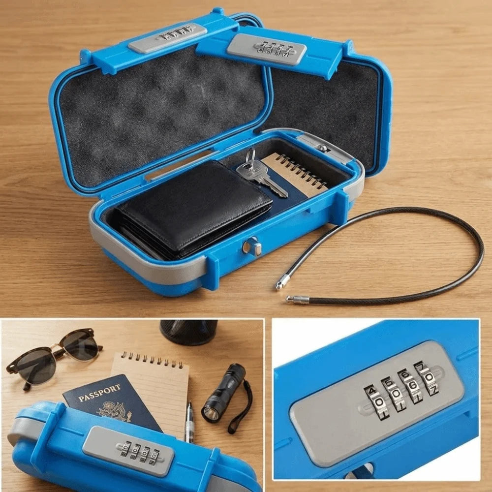 4-Digit Combination Combination Lock Box Solid ABS Material Detachable Steel Wire Storage Box Water Resistance Vue