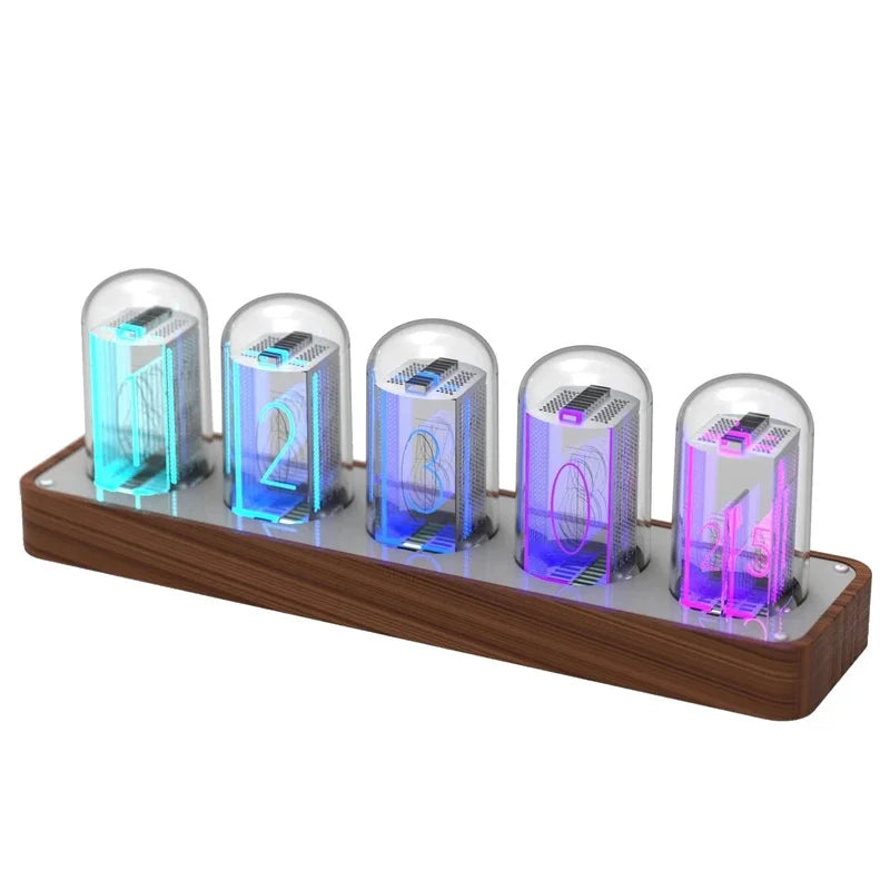 Nixie Tube Style Glow Alarm Clock Preassembled WiFi Time Sync Desktop Timer For Home Office Bedroom Ideal Gift For Teens Vue