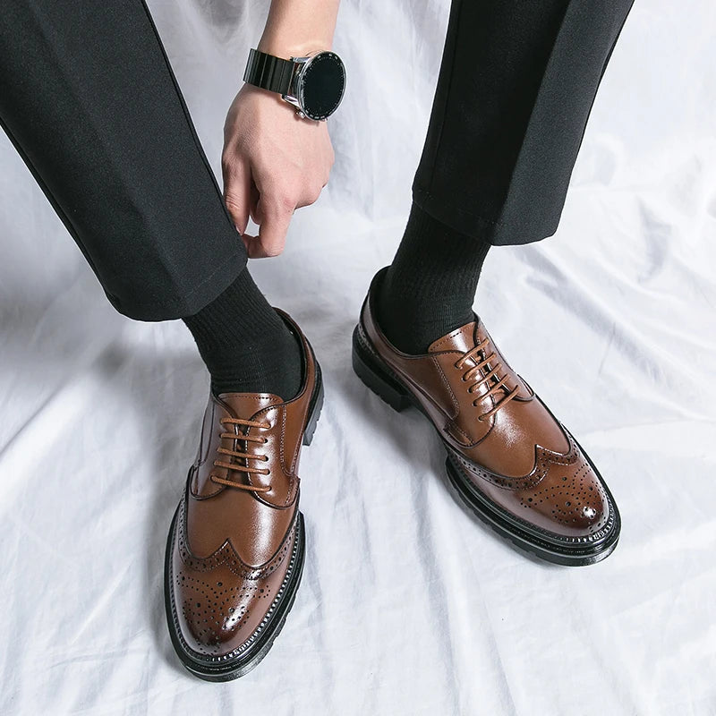 Men's Genuine Leather Pointed Toe Slip-On Dress Shoes Men's Dress Shoes Vue