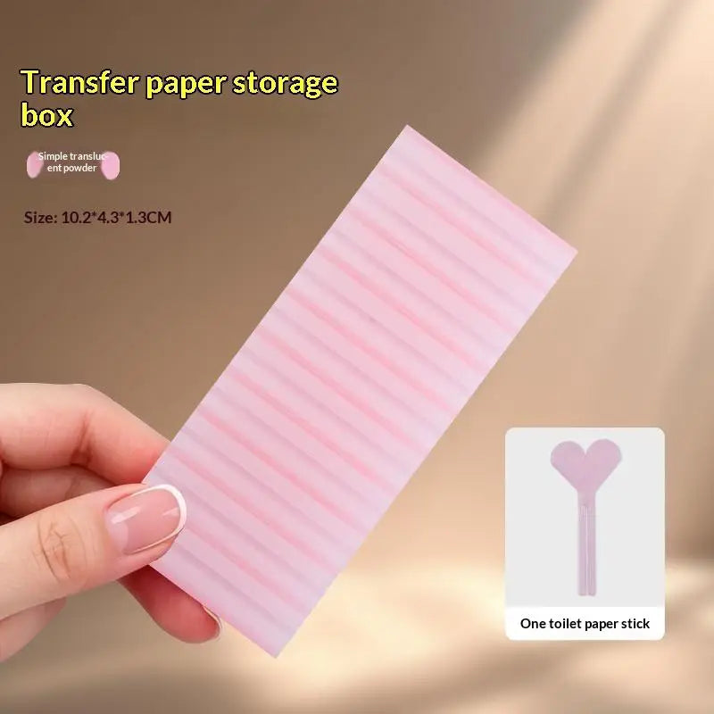Mini Portable 10 Slot Nail Art Transfer Foil Storage Box, Anti Wrinkle Design for Home DIY & Professional Salon Vue Transparent pink