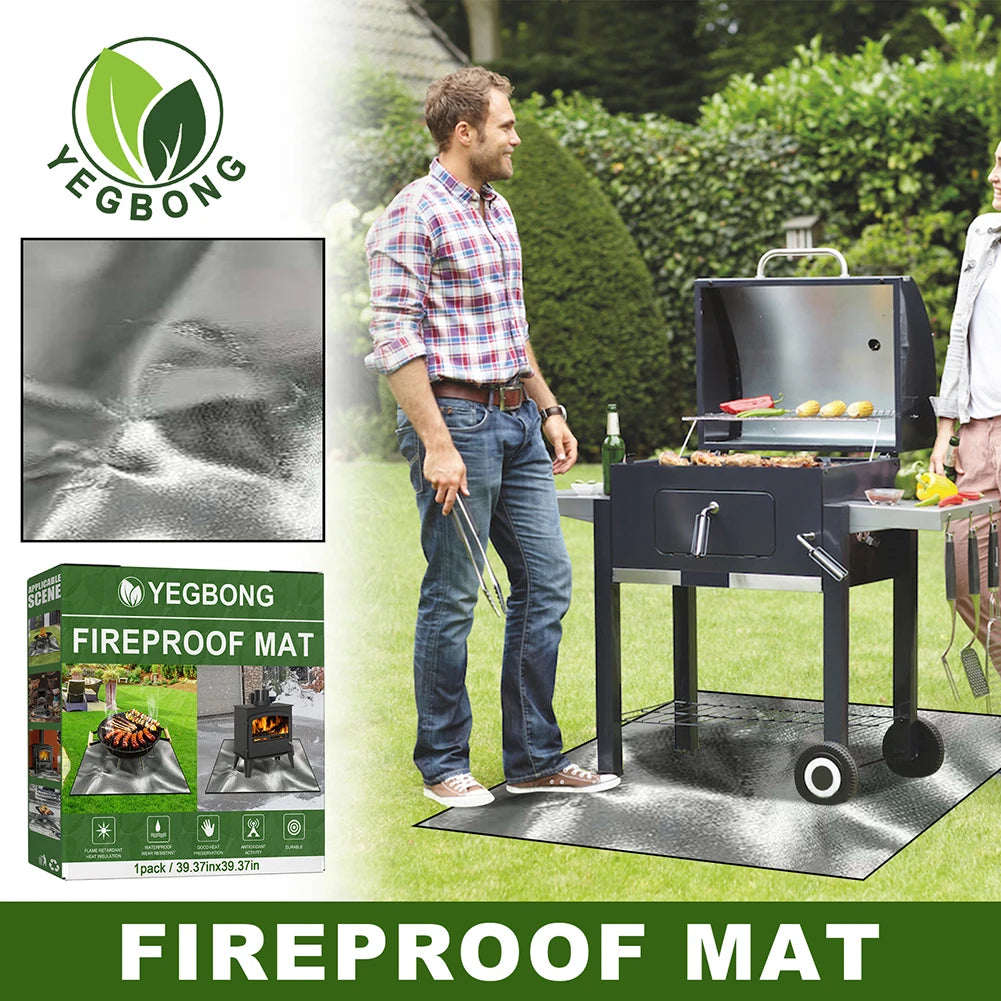 Large Fire Pit Mat 100x100cm | Heat Resistant Grill Base Pad Fire Pit Mat Vue